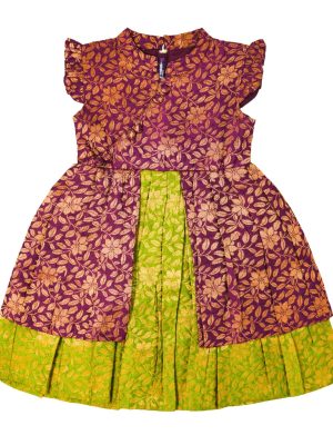 Maroon & Green Printed Frock