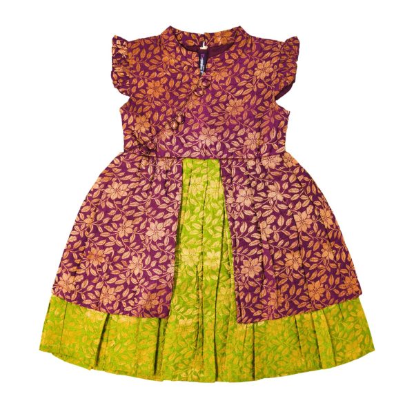 Maroon & Green Printed Frock